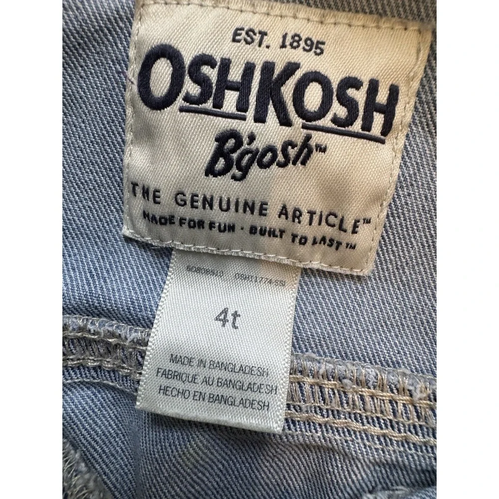 Oshkosh Bgosh Y2K Denim Jean Jacket Hearts Girls 4 Cotton VTG